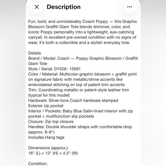 Coach Poppy graphic blossom graffiti glam bag - Picture 13 of 13